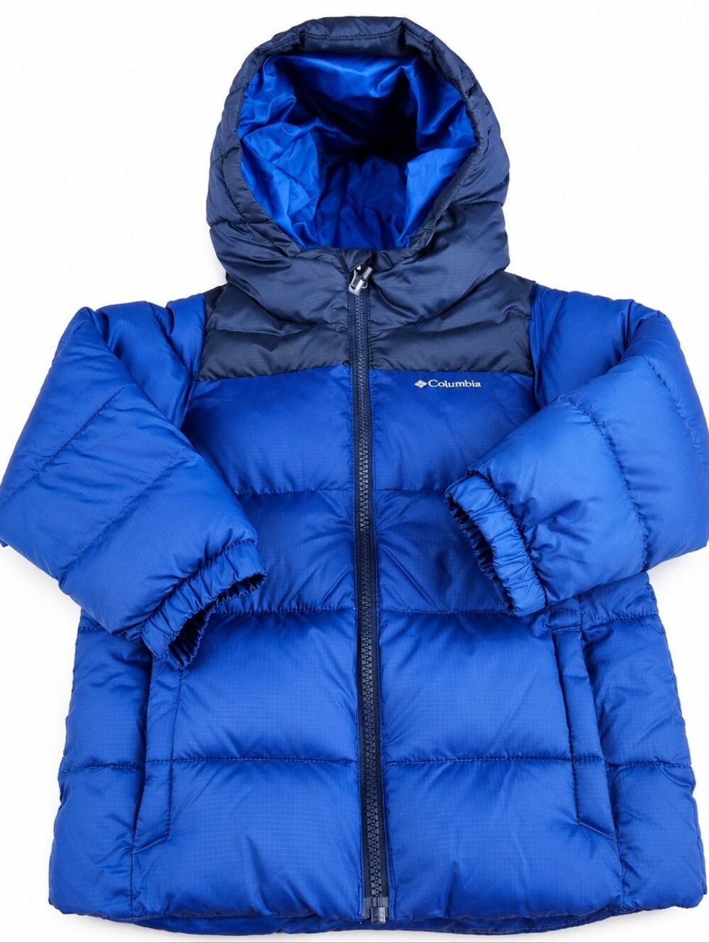 Columbia Kids Royal Blue and Navy Blue Hooded Puffer Jacket Size 4T